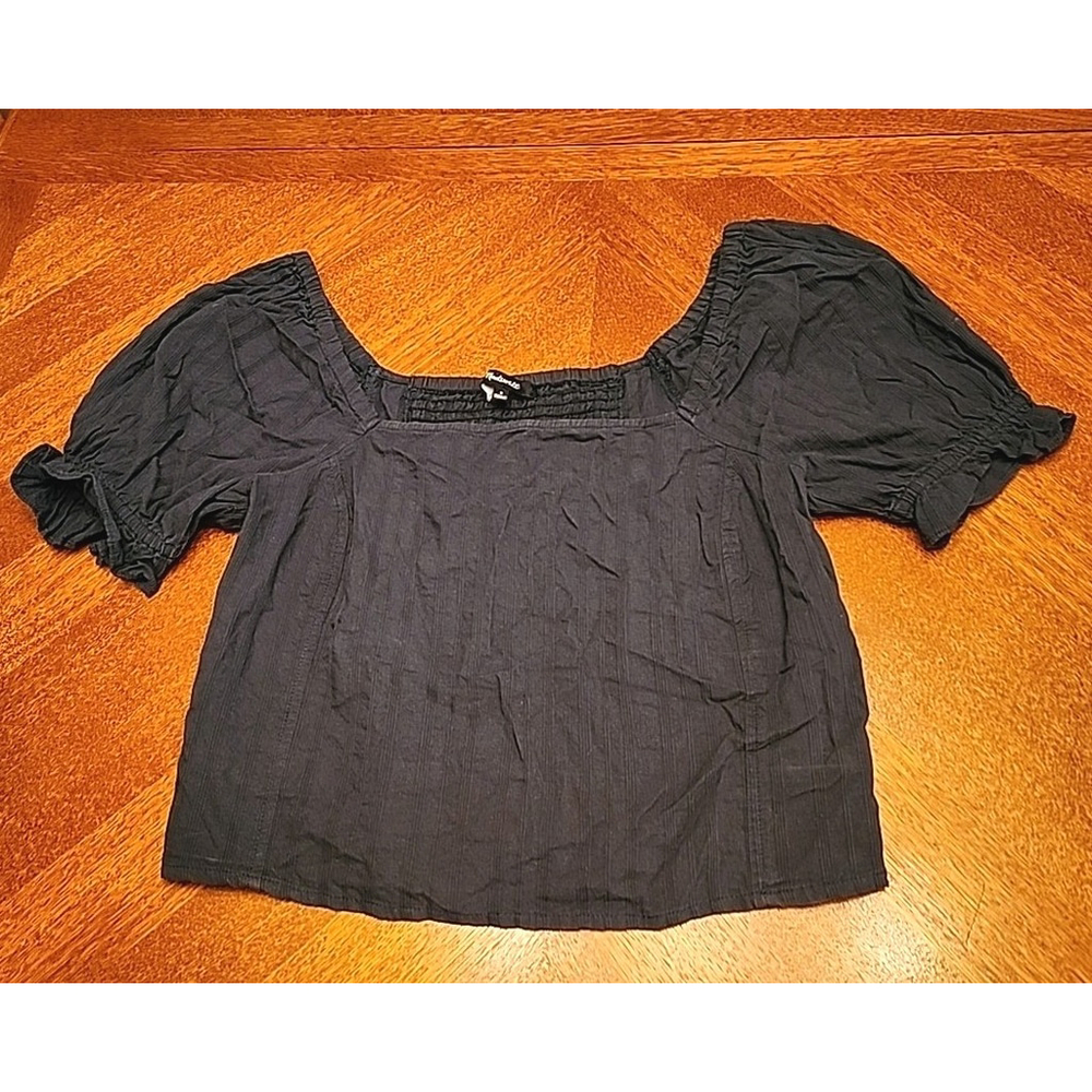 Madewell Women's Puff-Sleeve Top Size Small Green Cotton A1